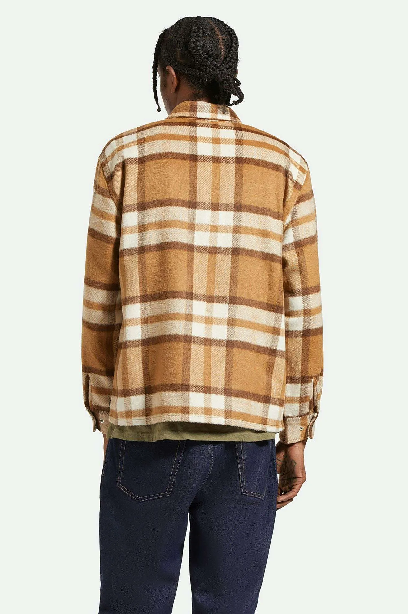 Selden Soft Brushed L/S Flannel Overshirt - Tan/Bison Brixton
