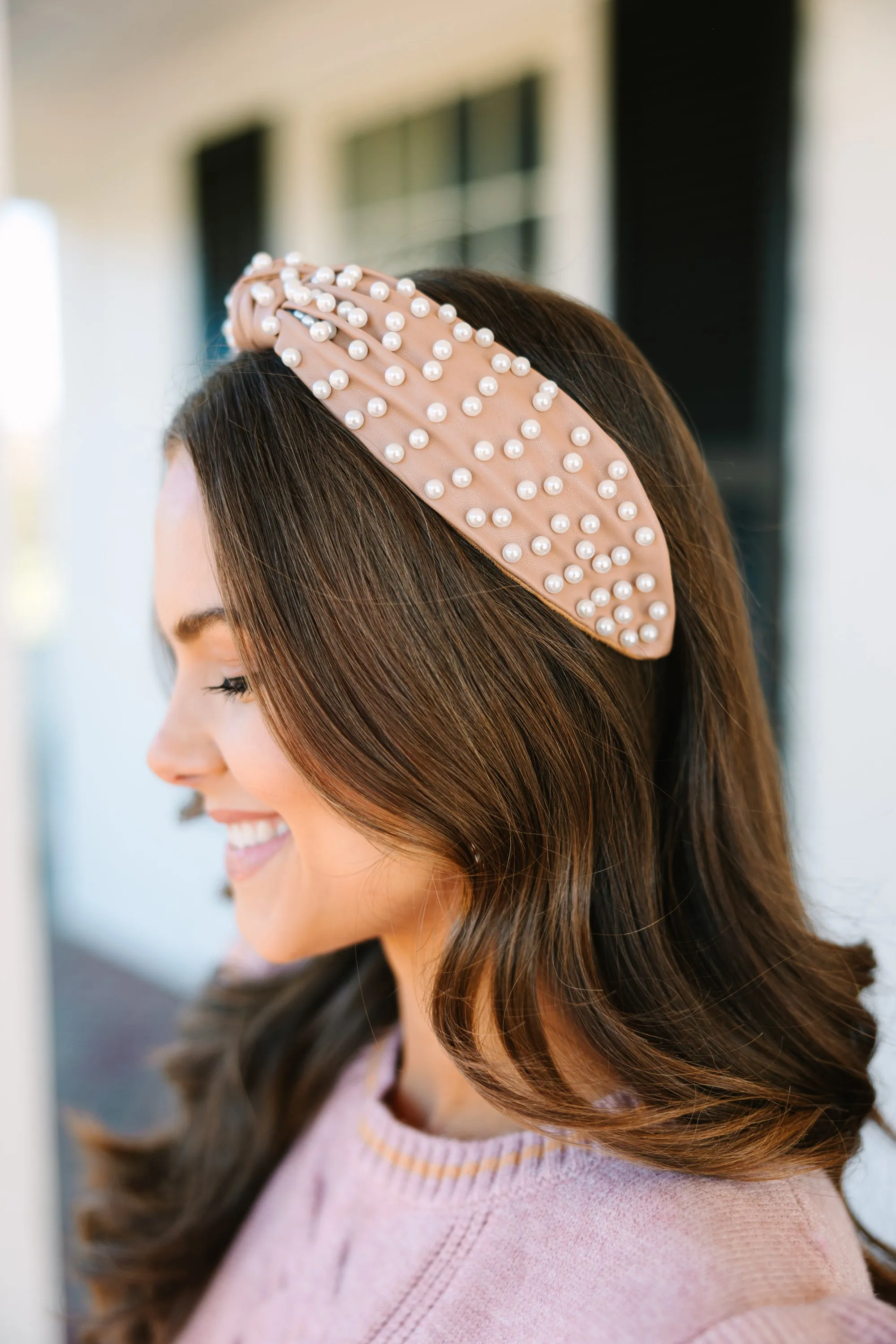 Send Your Love Tan Pearl Headband