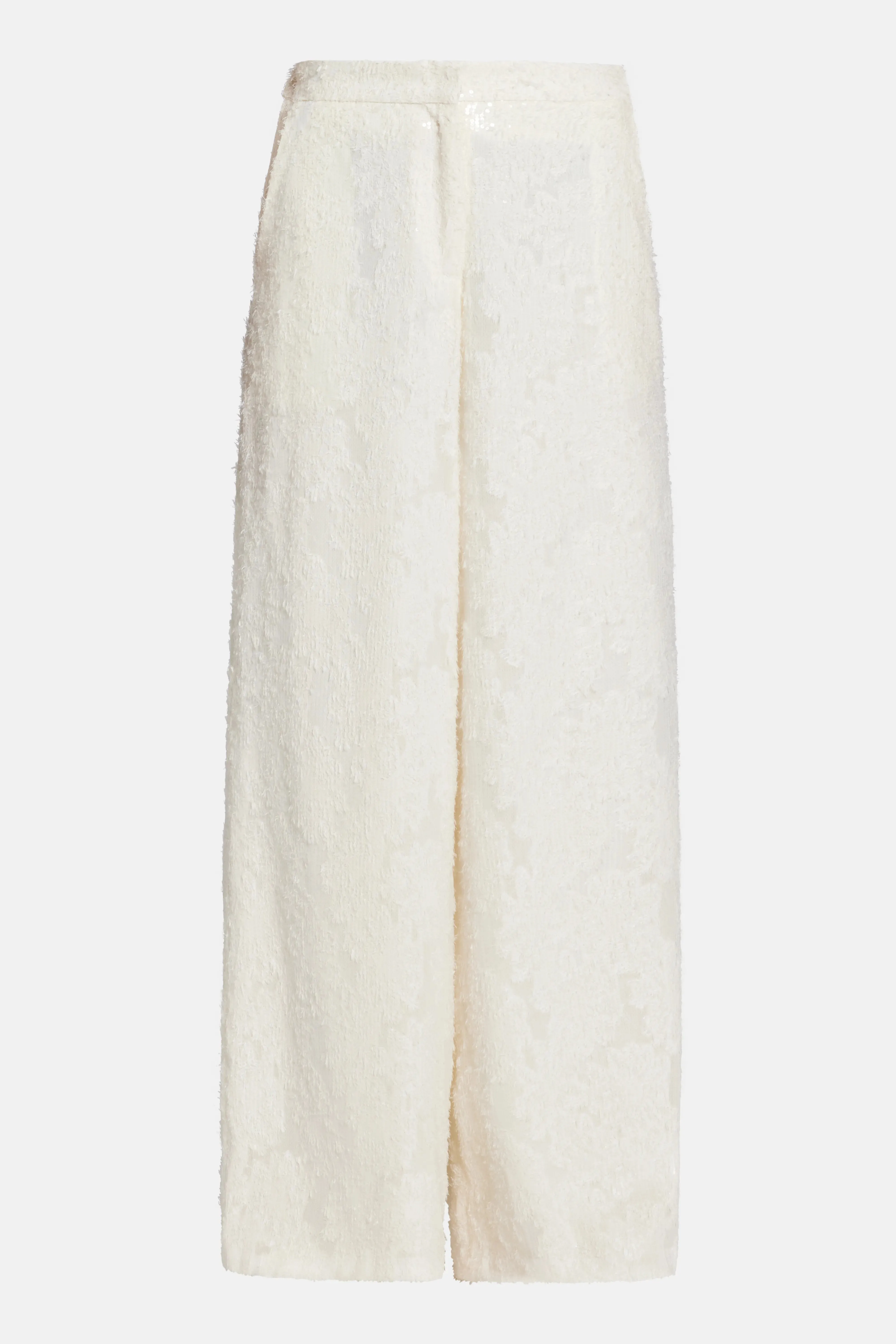 Sequin Wide Leg High Waist Trousers in White