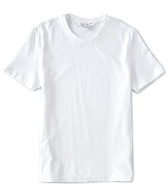 Short Sleeves Smooth Cotton Solid Crewneck Tee