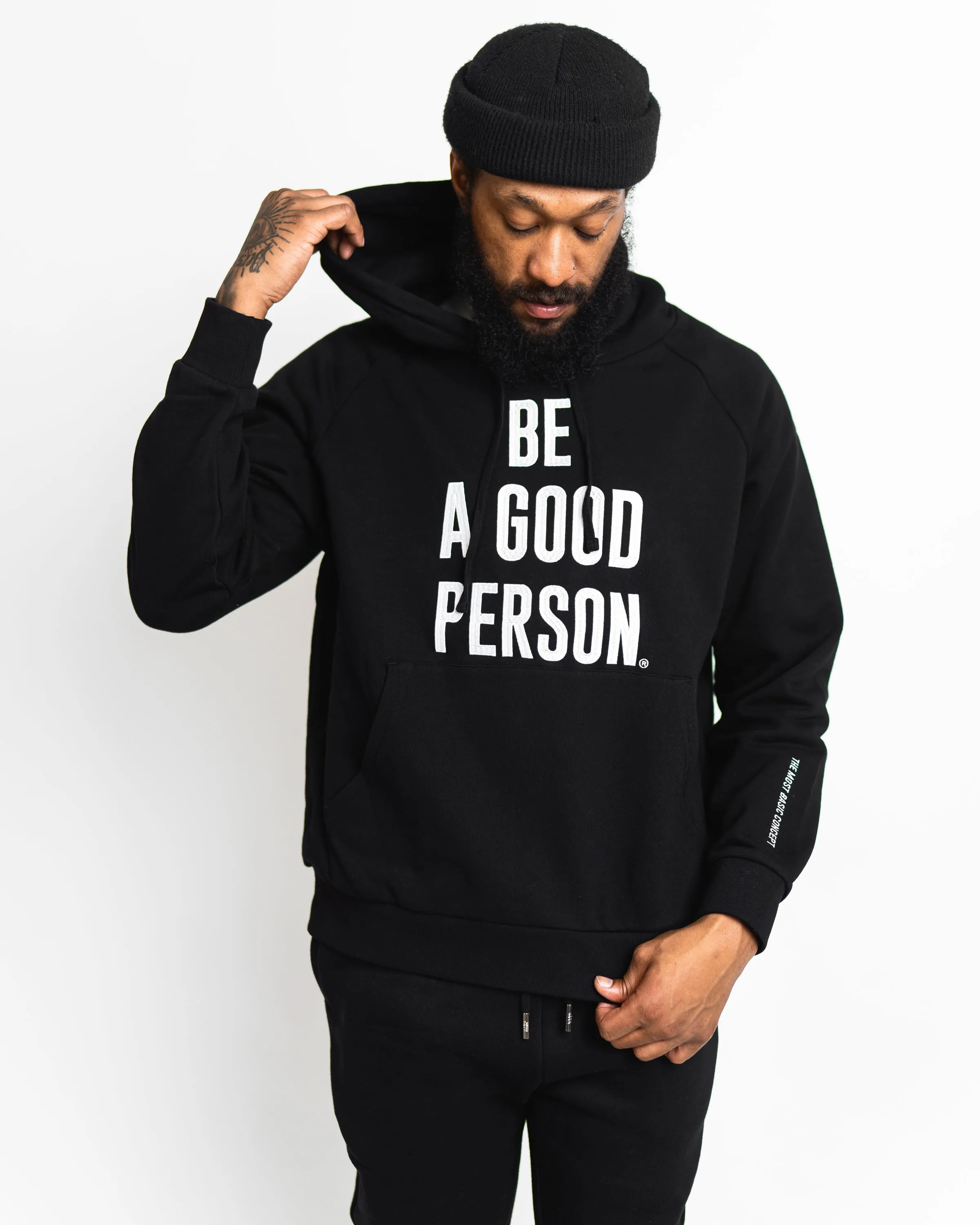 Signature Embroidered Hoodie - Black