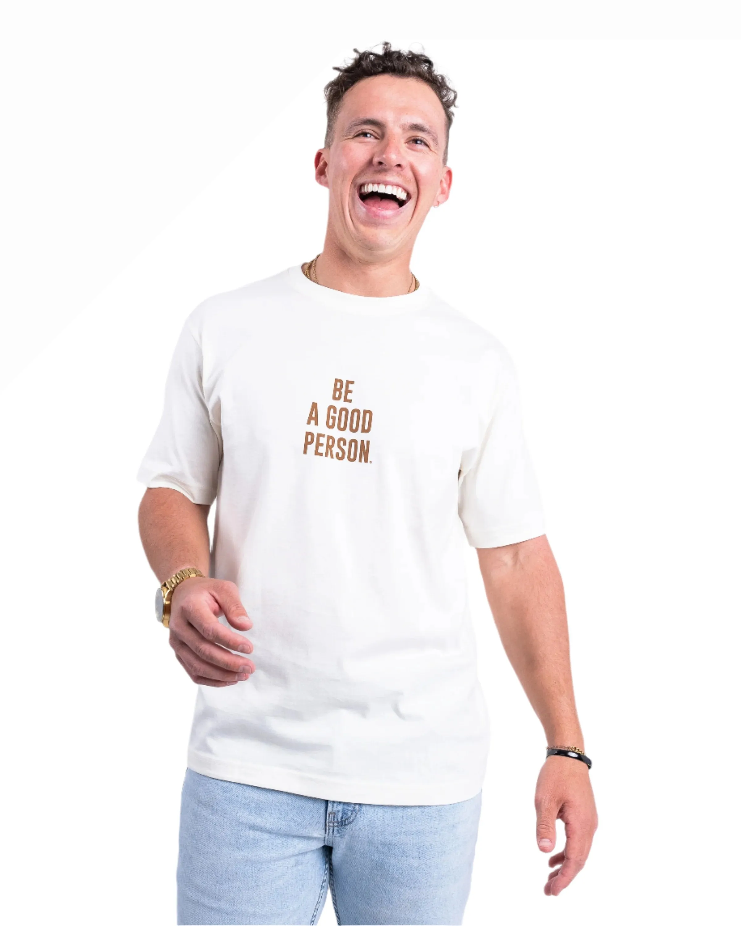 Signature T-Shirt - Cream/Brown