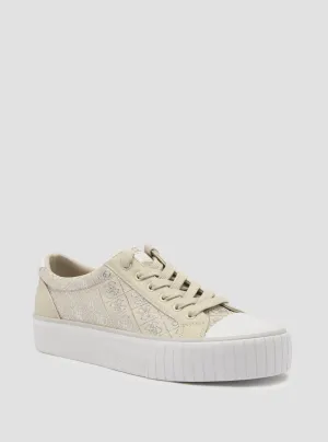 Silver Beige Nortin Logo Low Top Sneakers Guess