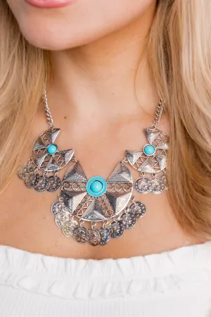 Silver Turquoise Statement Necklace SALE