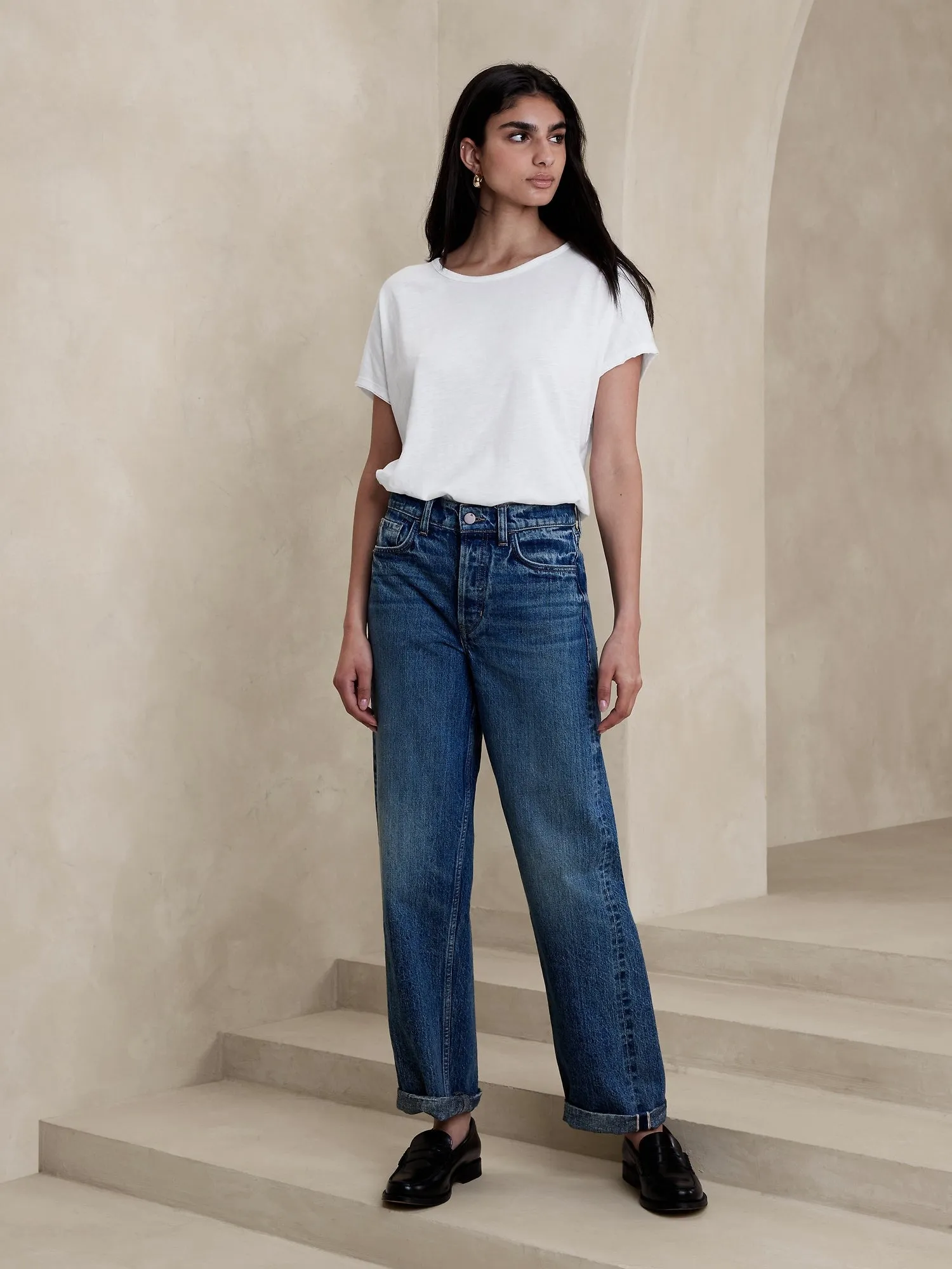 Slub Crew-Neck T-Shirt Banana Republic
