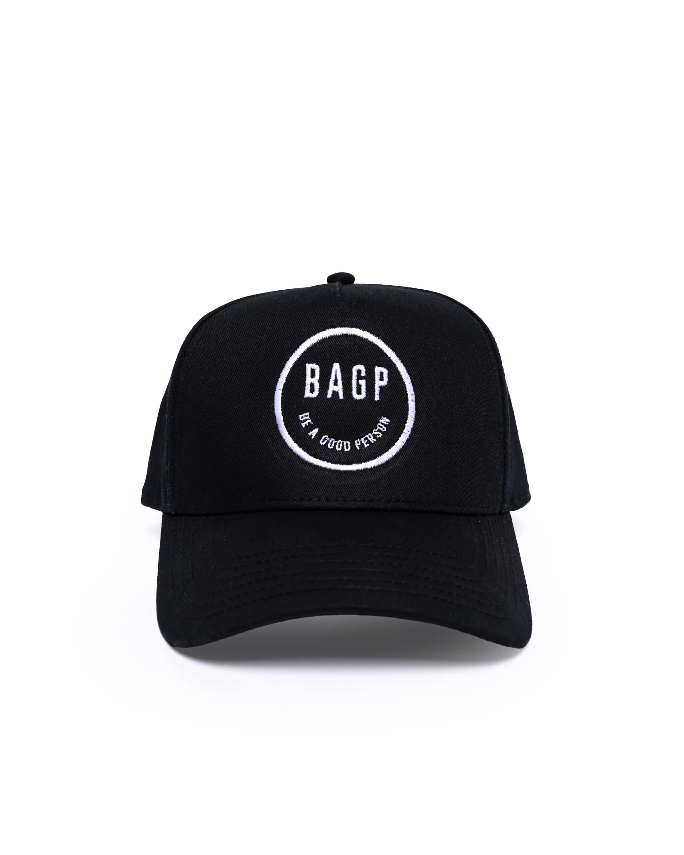 Smiley 5 Panel Hat - Black