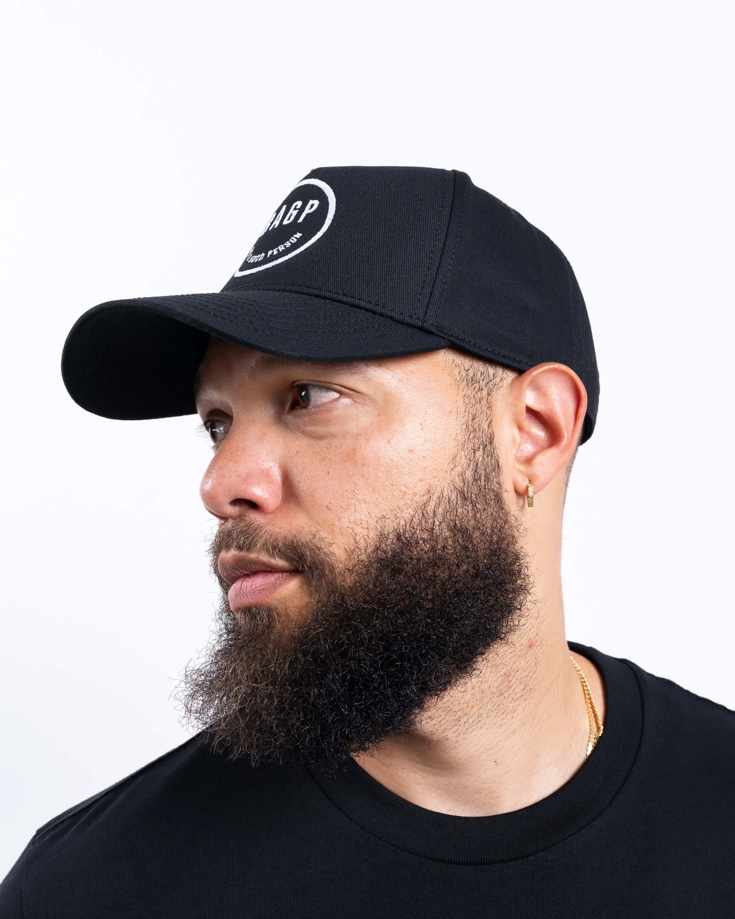 Smiley 5 Panel Hat - Black
