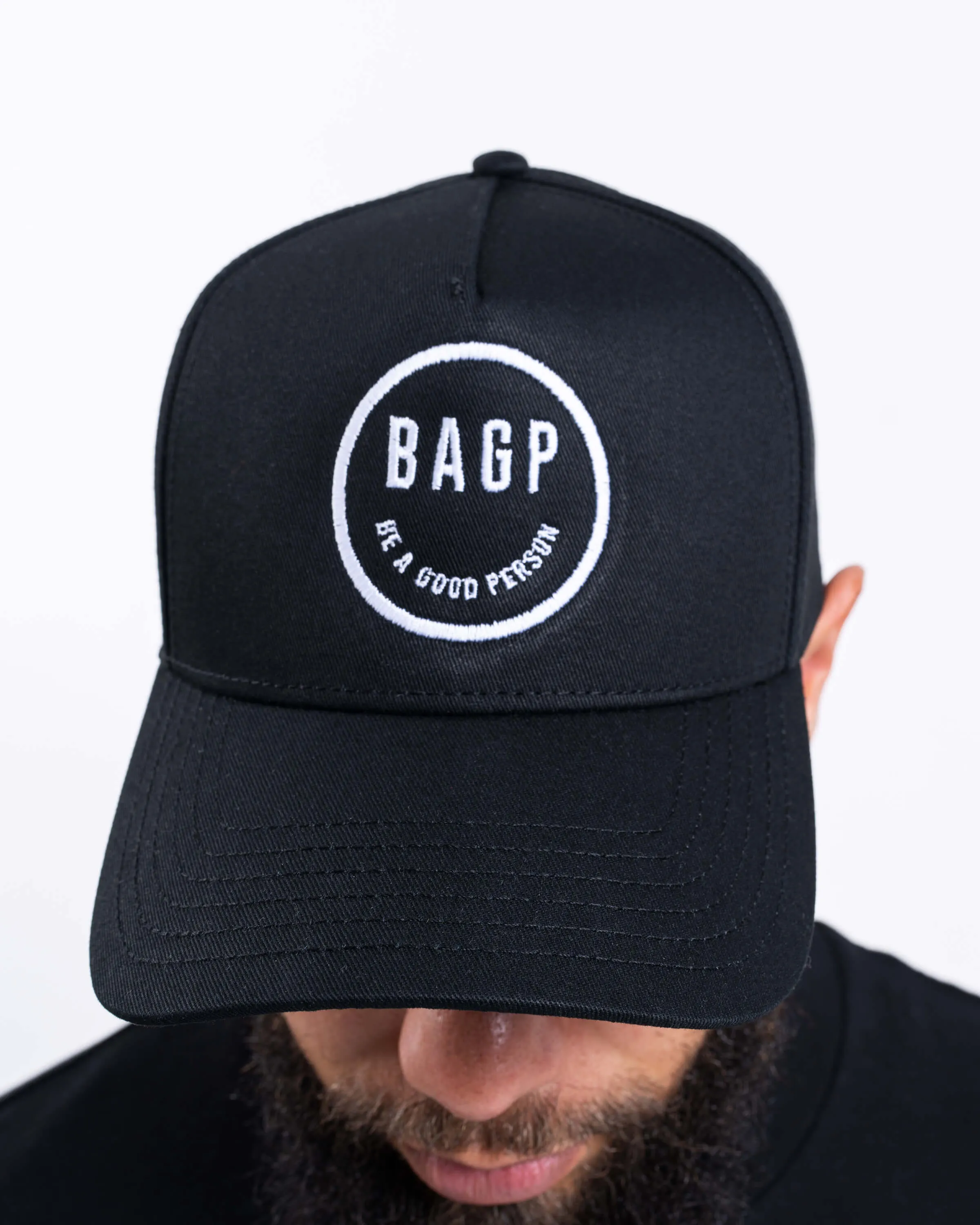Smiley 5 Panel Hat - Black