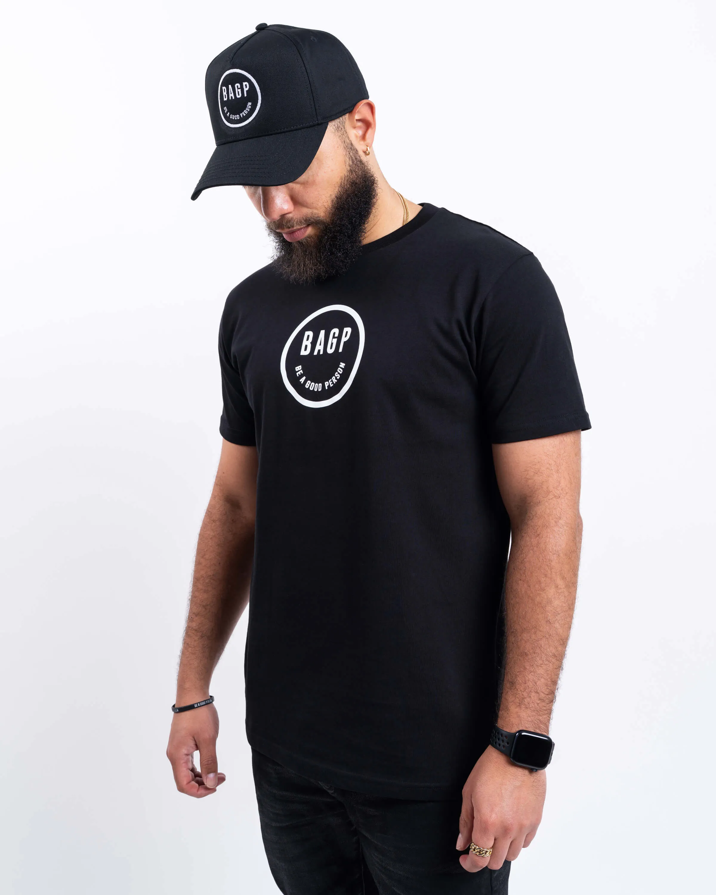 Smiley 5 Panel Hat - Black