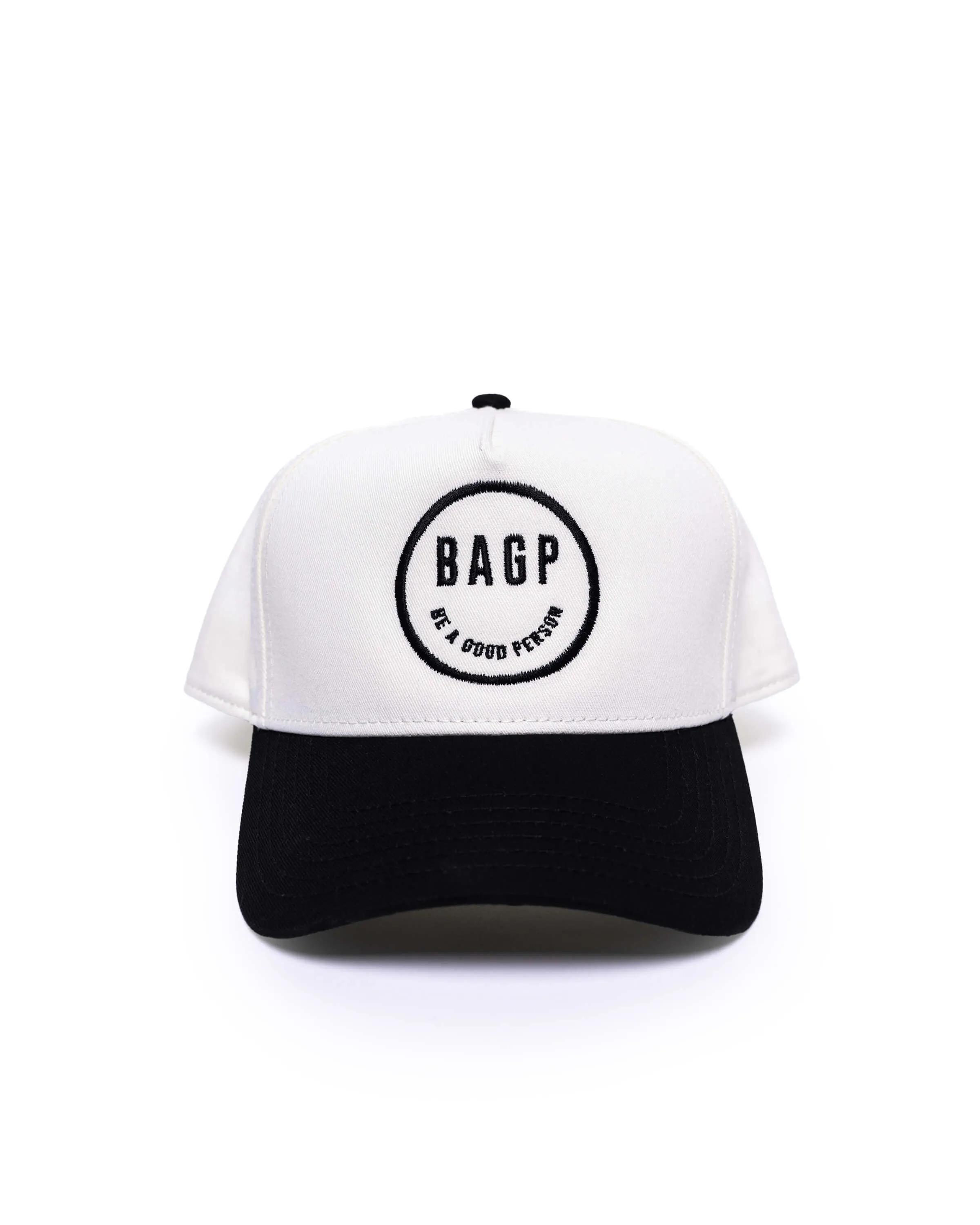 Smiley 5 Panel Hat - Cream/Black