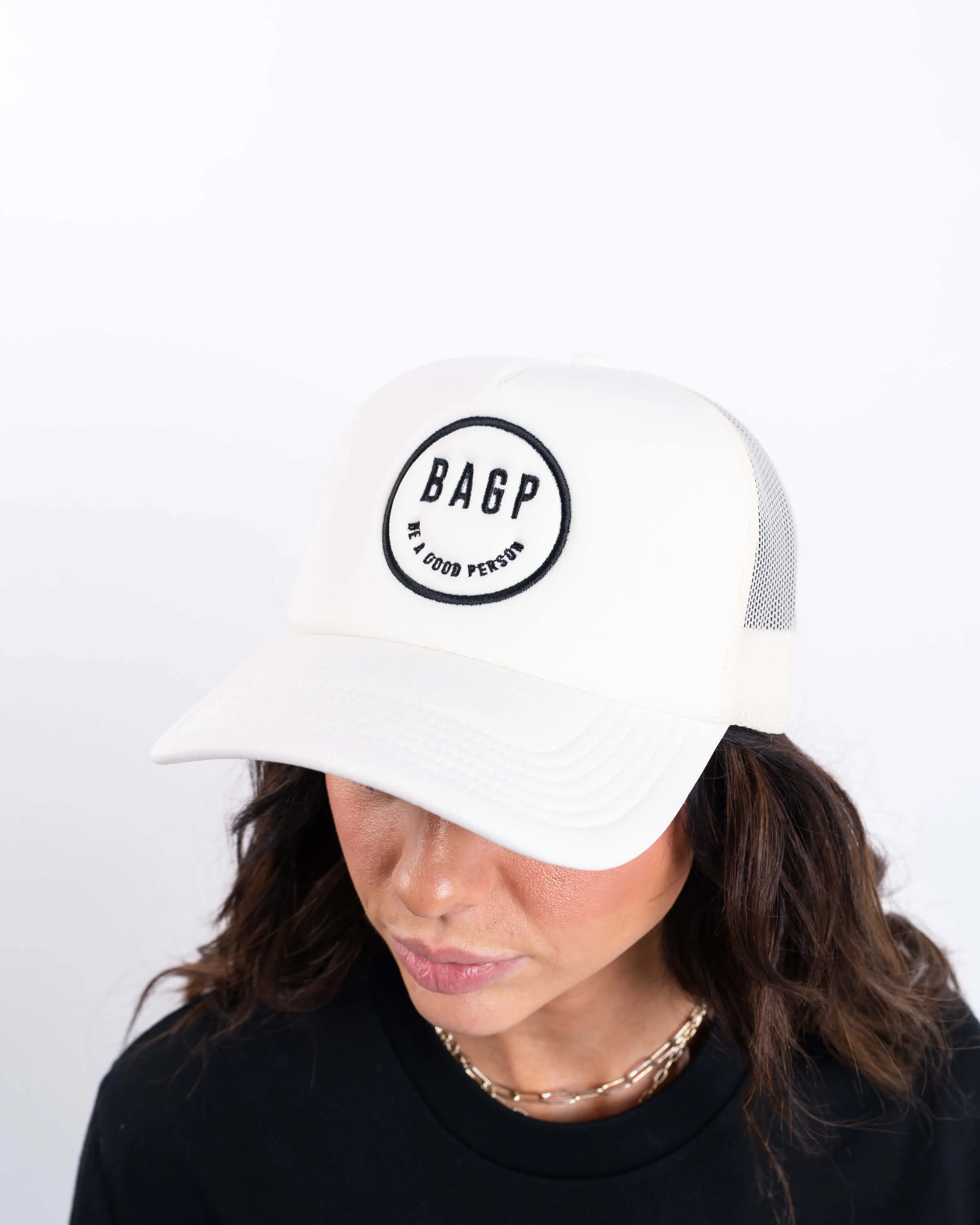 Smiley Trucker Hat - Cream
