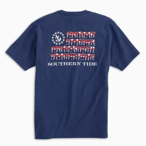 Southern Tide Men's Nautical Buoys Flag Heathered T-Shirt - Blue Depths
