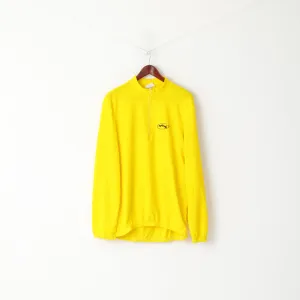 Spark Men XXL Cycling Shirt Yellow Stretch Zip Neck European Bike Equipment Top