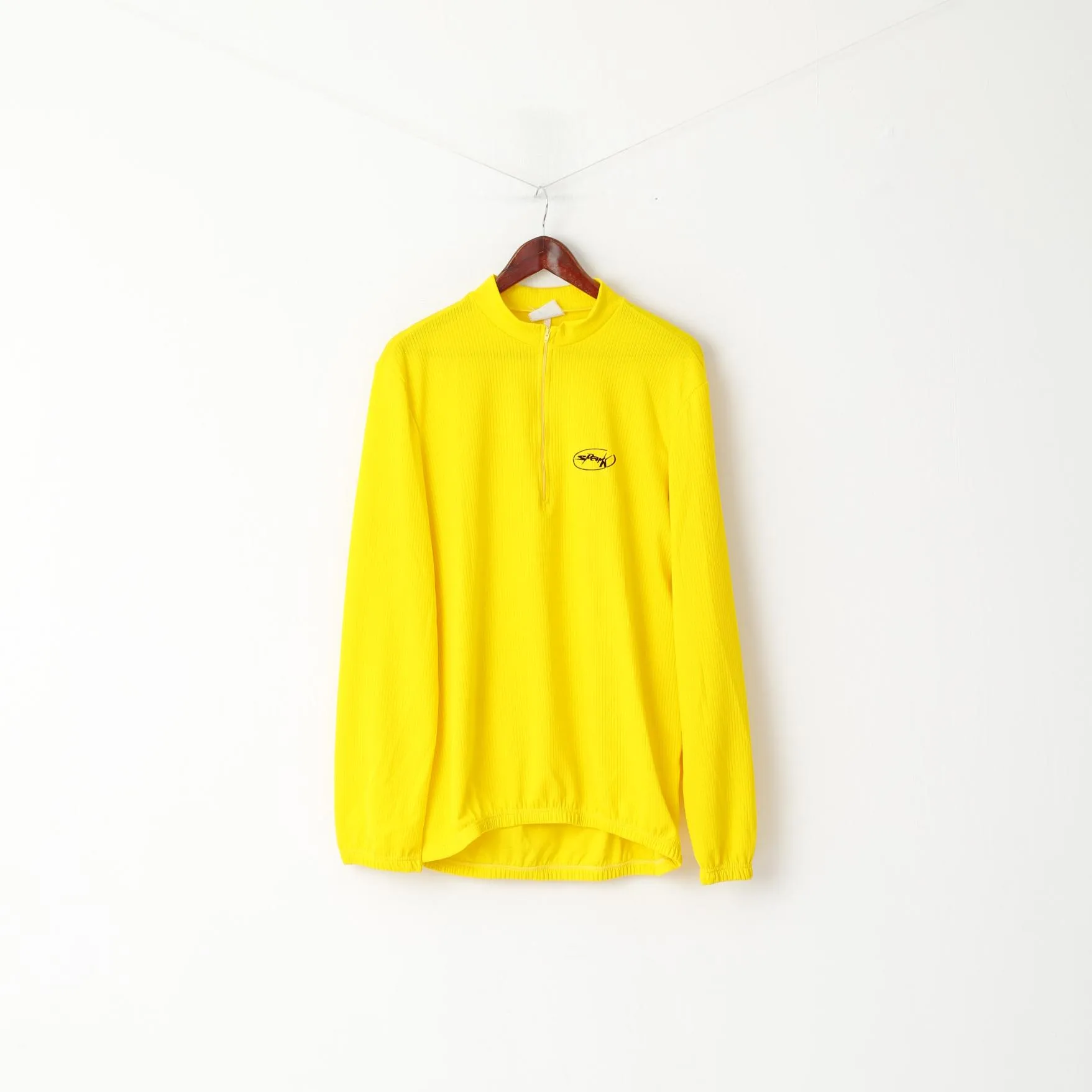 Spark Men XXL Cycling Shirt Yellow Stretch Zip Neck European Bike Equipment Top