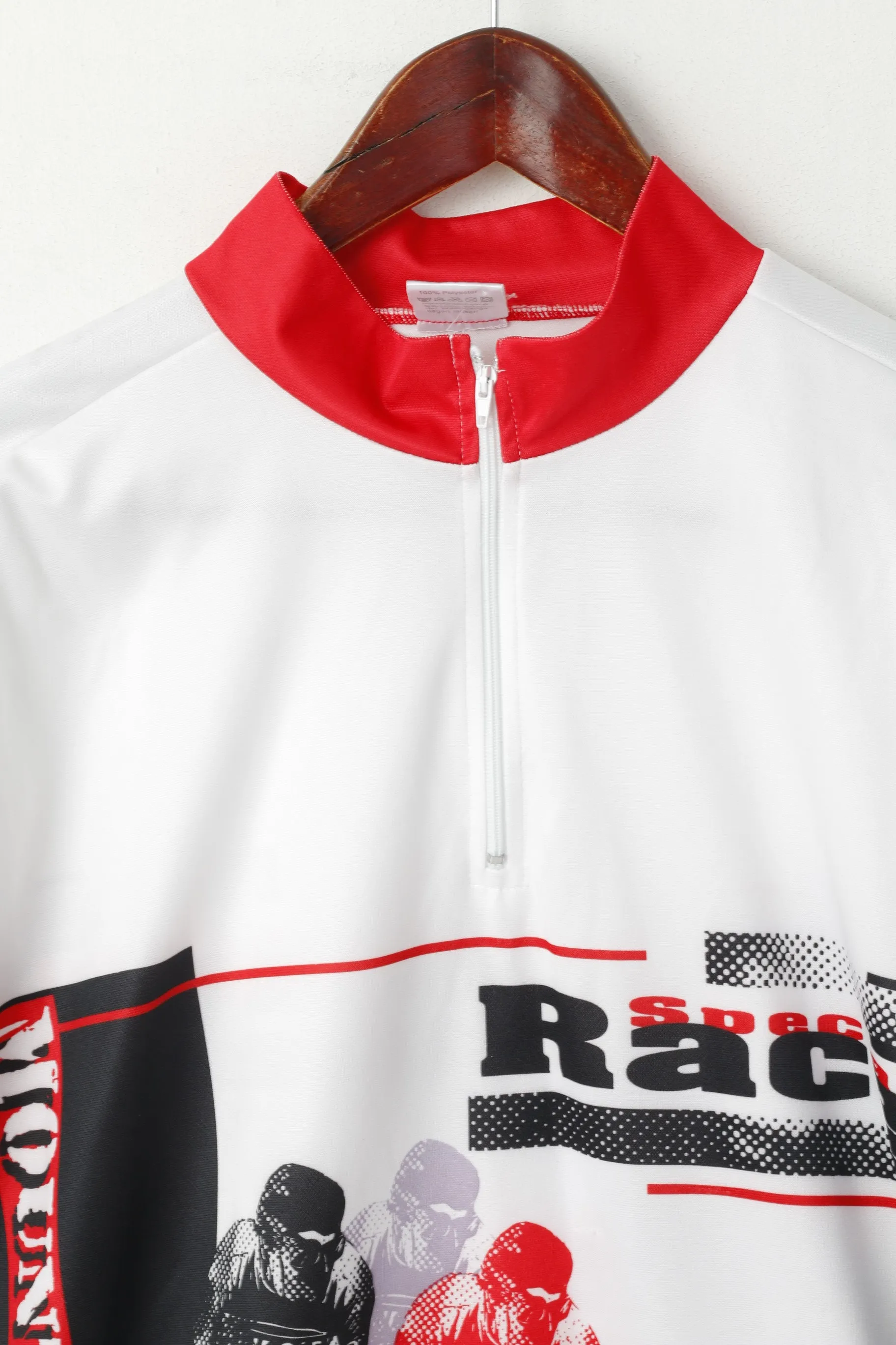 Special Race Men L Cycling Shirt White Bike Short Sleeve Mountain Jersey Top