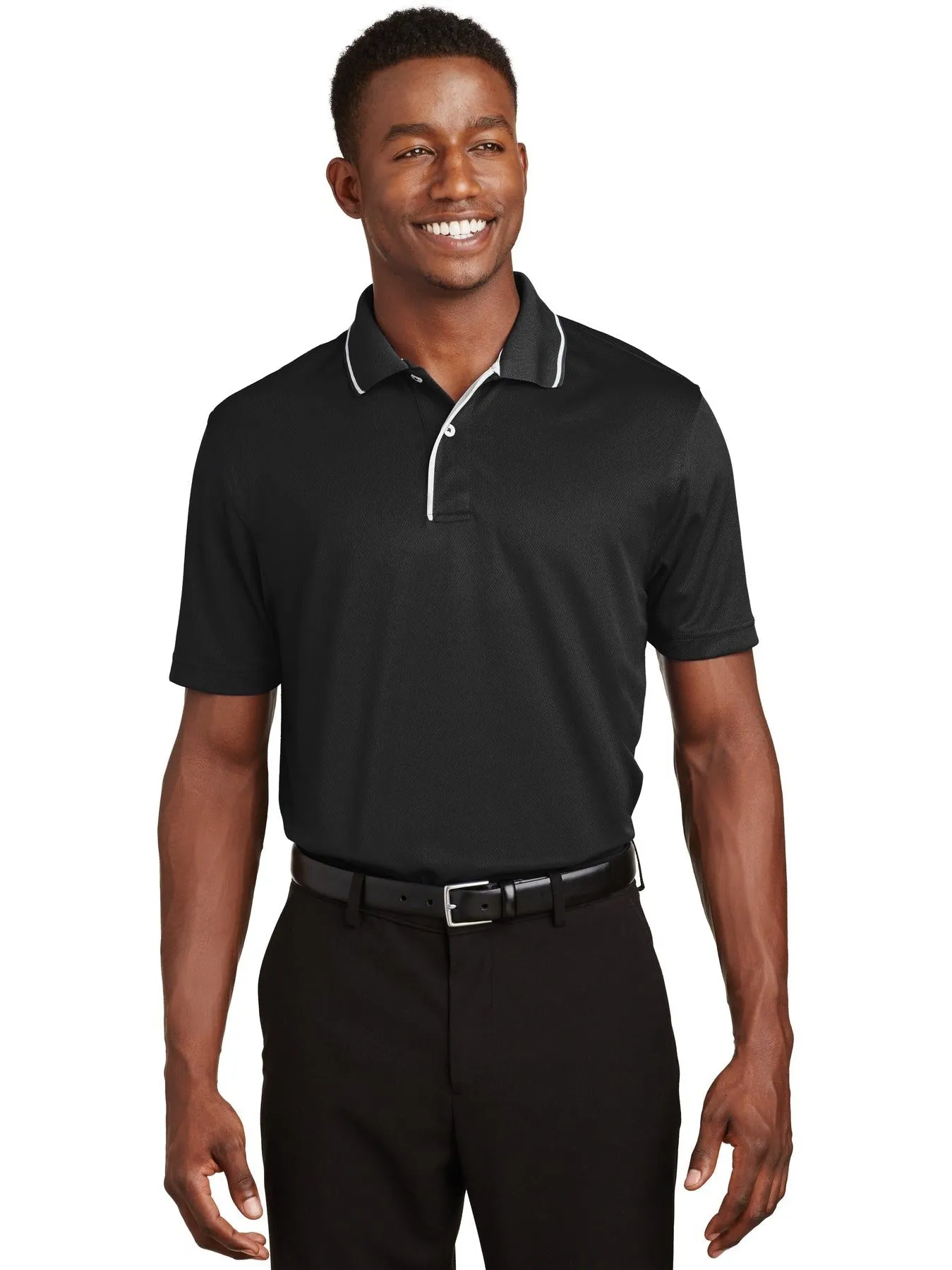 Sport-TekDri-MeshPolo with Tipped Collar and Piping