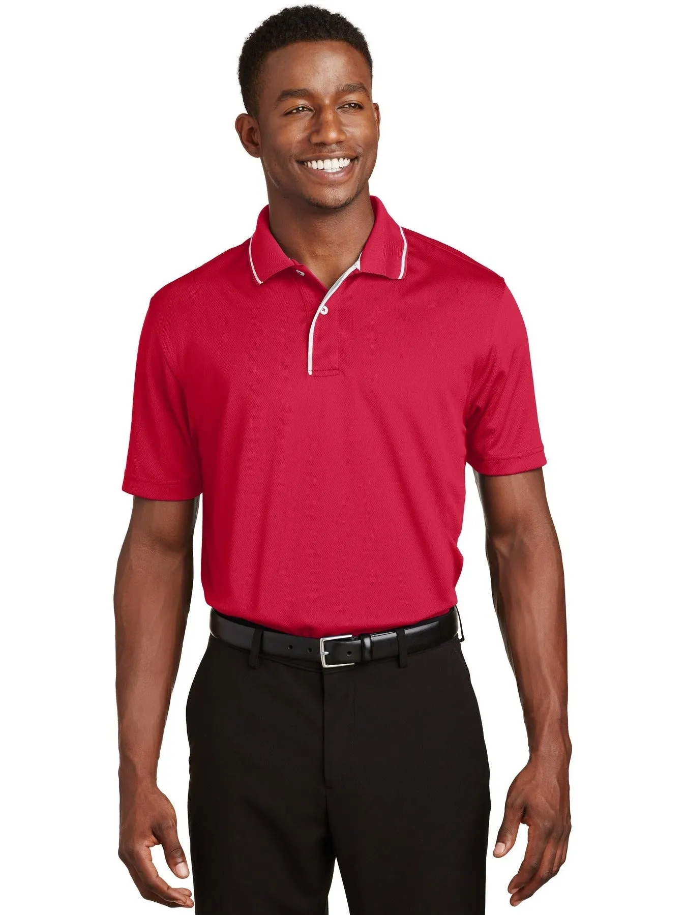 Sport-TekDri-MeshPolo with Tipped Collar and Piping