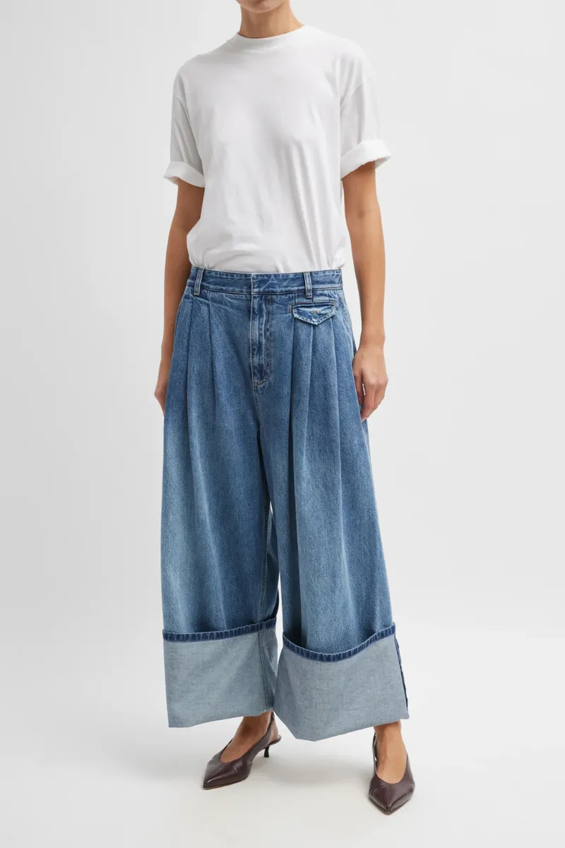 Spring Denim Triple Pleat Jean