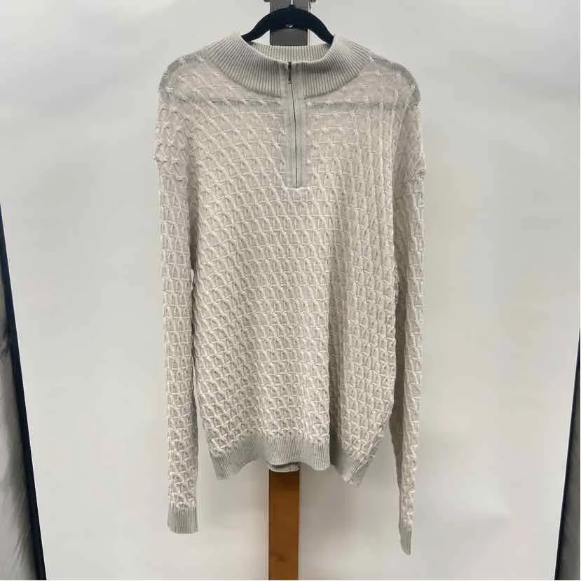 St. Croix Men's Size XL Gray Wool Cable Knit Sweater