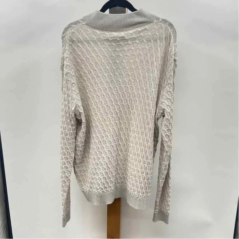 St. Croix Men's Size XL Gray Wool Cable Knit Sweater