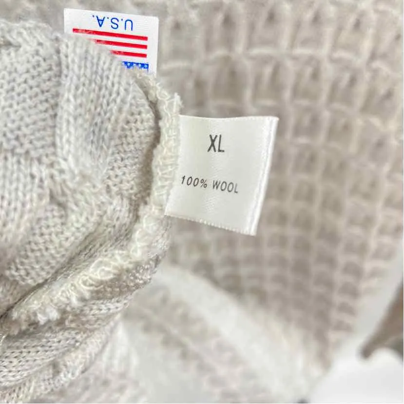 St. Croix Men's Size XL Gray Wool Cable Knit Sweater