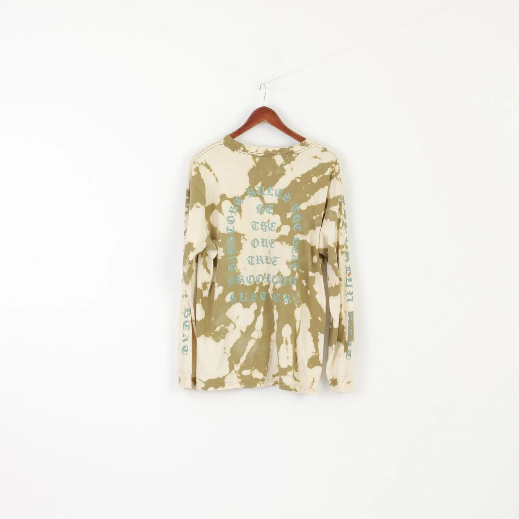 STAY Men M Long Sleeved Shirt Cream Colored Cotton Rainey Crew Neck Top