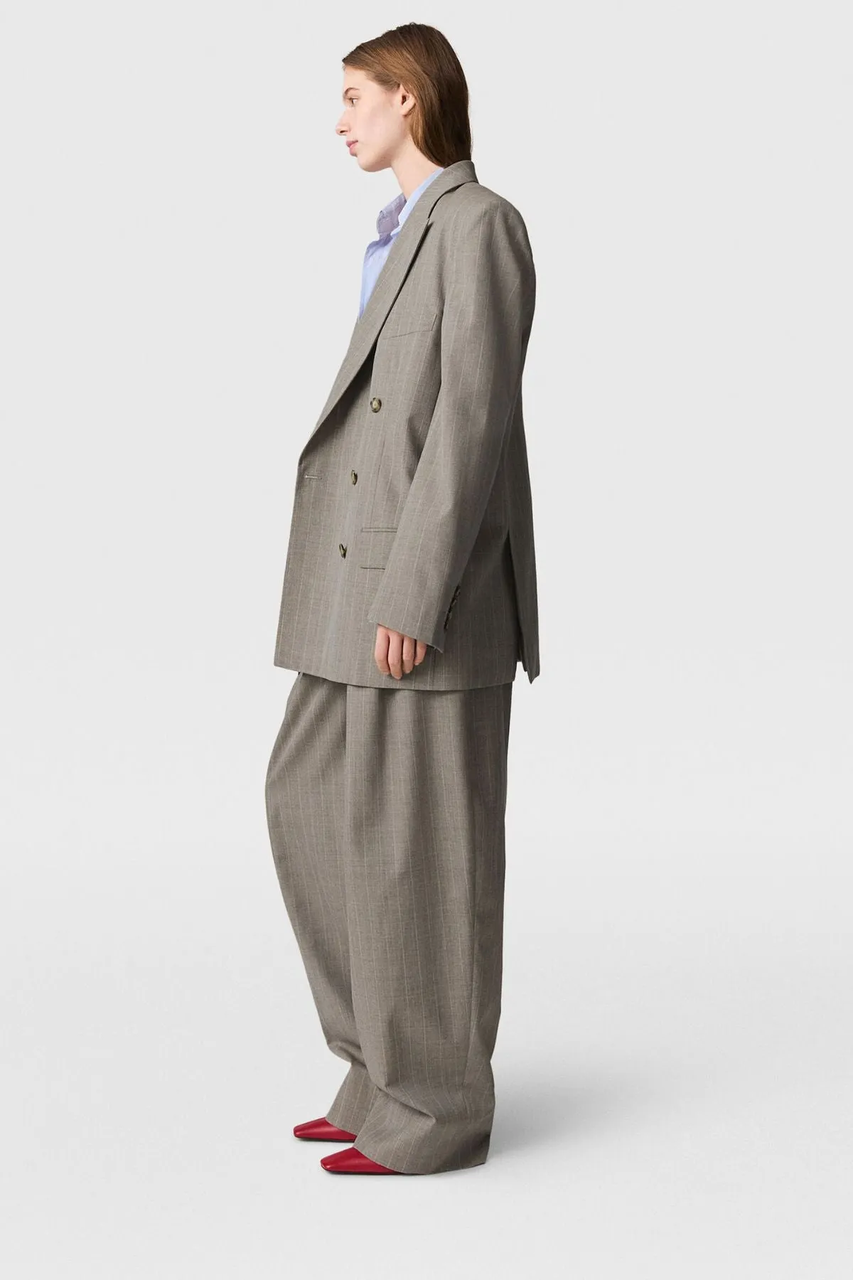 Stella McCartney Melange Stripe Balloon Trouser - Stone MCCARTNEY