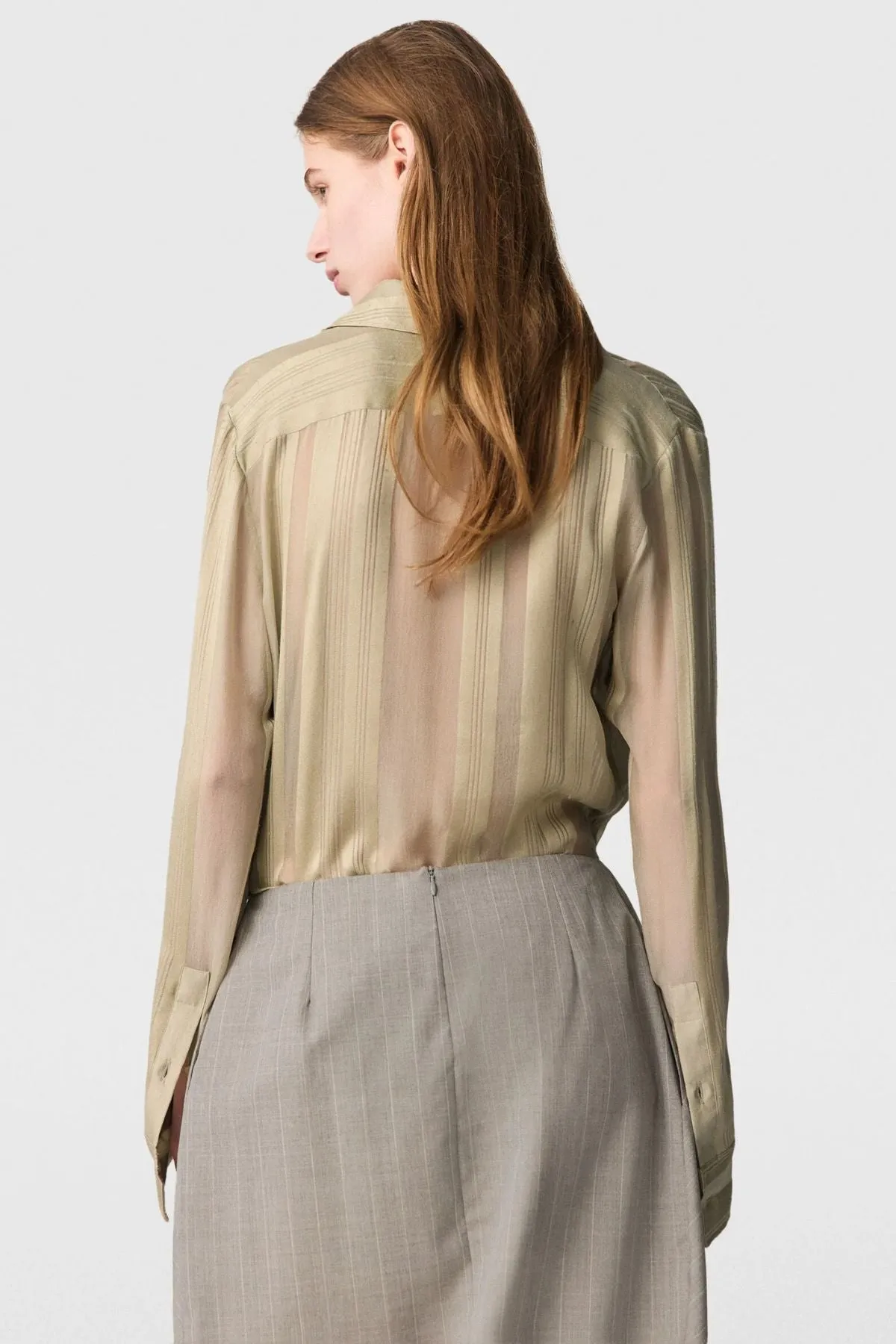Stella McCartney Sheer Stripe Fitted Shirt - Sage MCCARTNEY