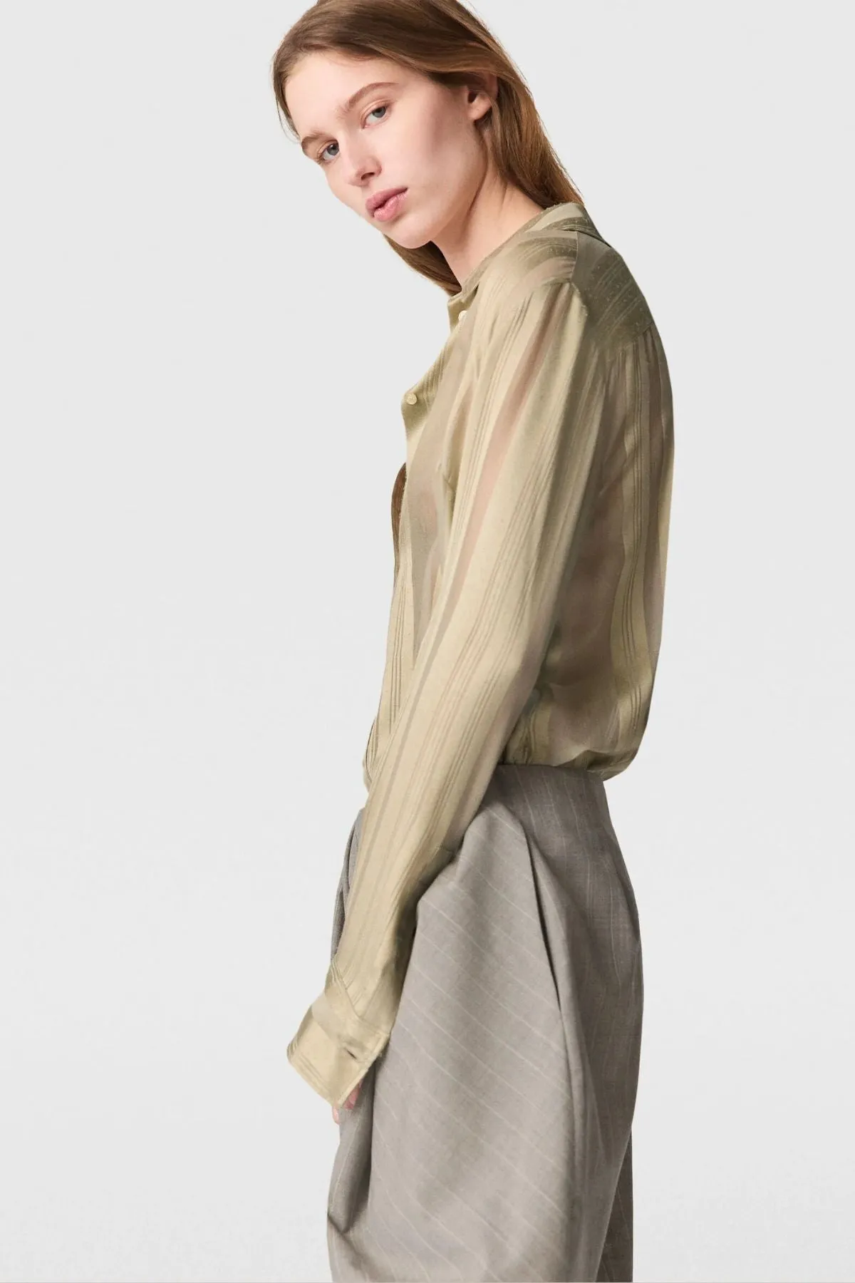 Stella McCartney Sheer Stripe Fitted Shirt - Sage MCCARTNEY