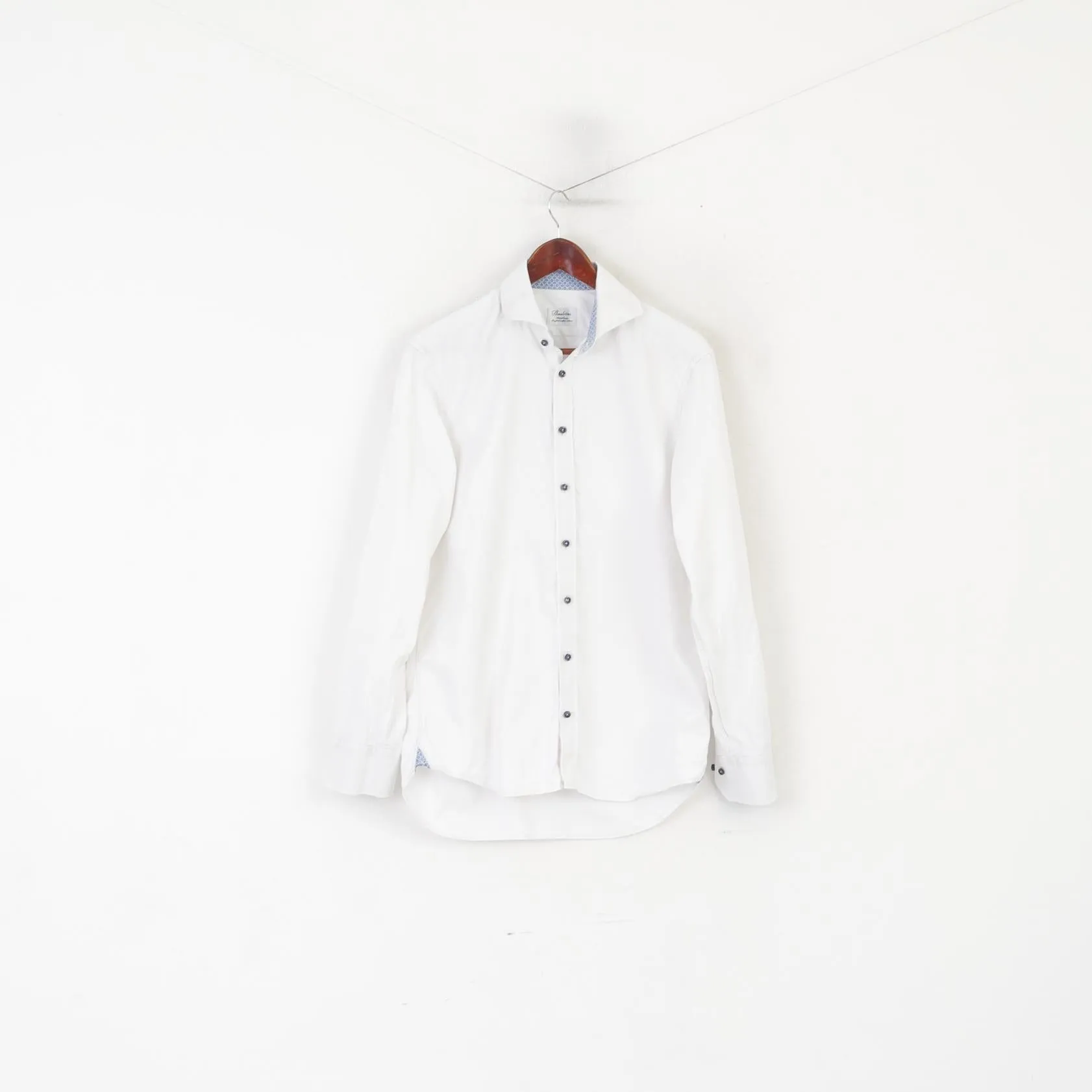 Stenstroms Men 40 15 3/4 L Casual Shirt White Cotton FitSweden Plain Long Sleeve Top