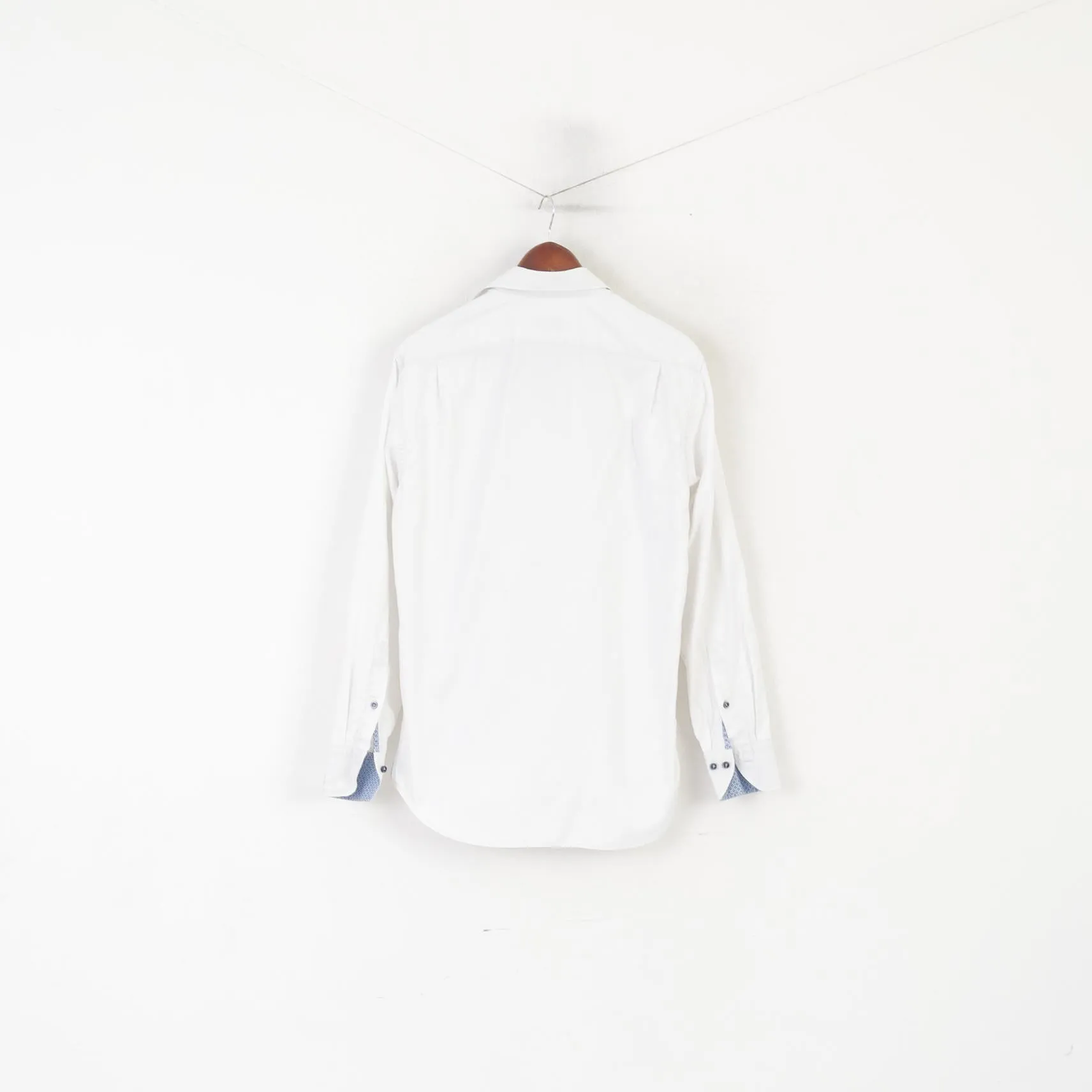 Stenstroms Men 40 15 3/4 L Casual Shirt White Cotton FitSweden Plain Long Sleeve Top