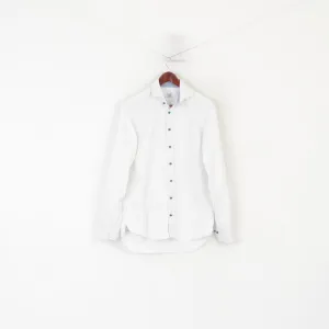 Stenstroms Men 40 15 3/4 L Casual Shirt White Cotton FitSweden Plain Long Sleeve Top