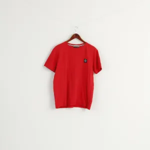 Stone Island Men L (M) Shirt Red Cotton Made in Italy Vintage Classic Crew Neck Top