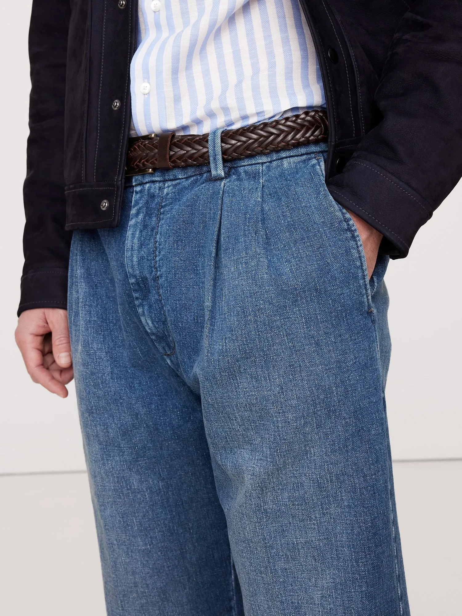 Straight Pleated Cropped Jean Banana Republic