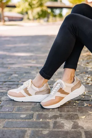 Strike A Pose Beige Brown Sneakers