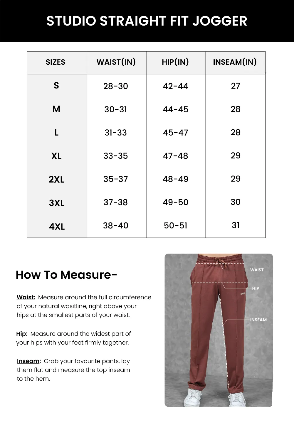 Studio Straight Fit Jogger- Chocolate Brown