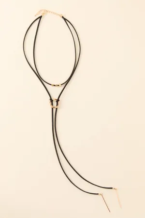 Suede Black Lariat Necklace