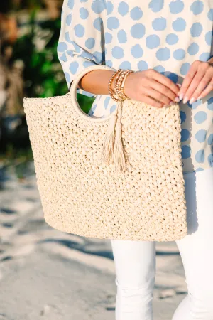 Summer Fun Ivory White Straw Tote