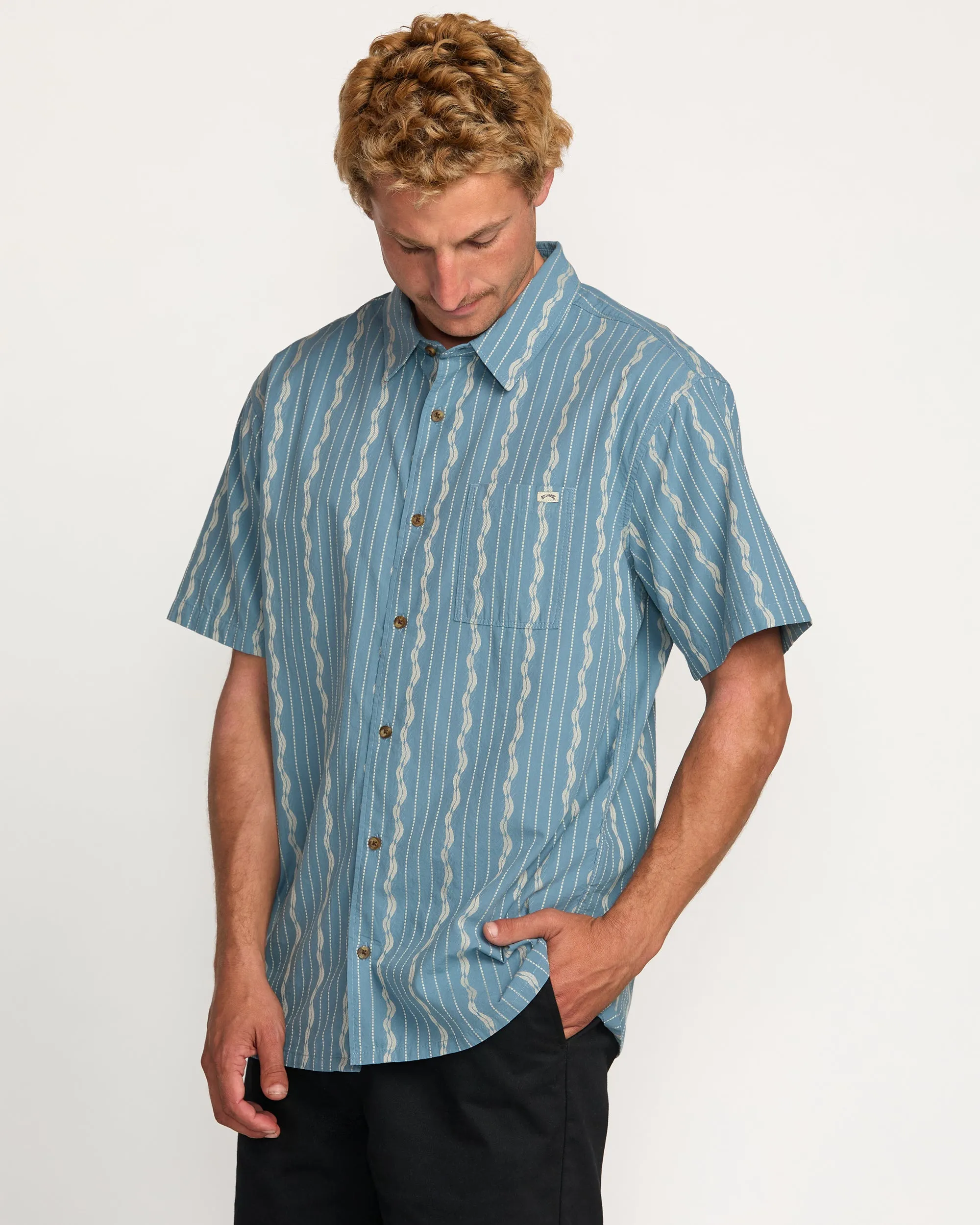 Sundays Jacquard Short Sleeve Shirt - Carolina Blue Billabong
