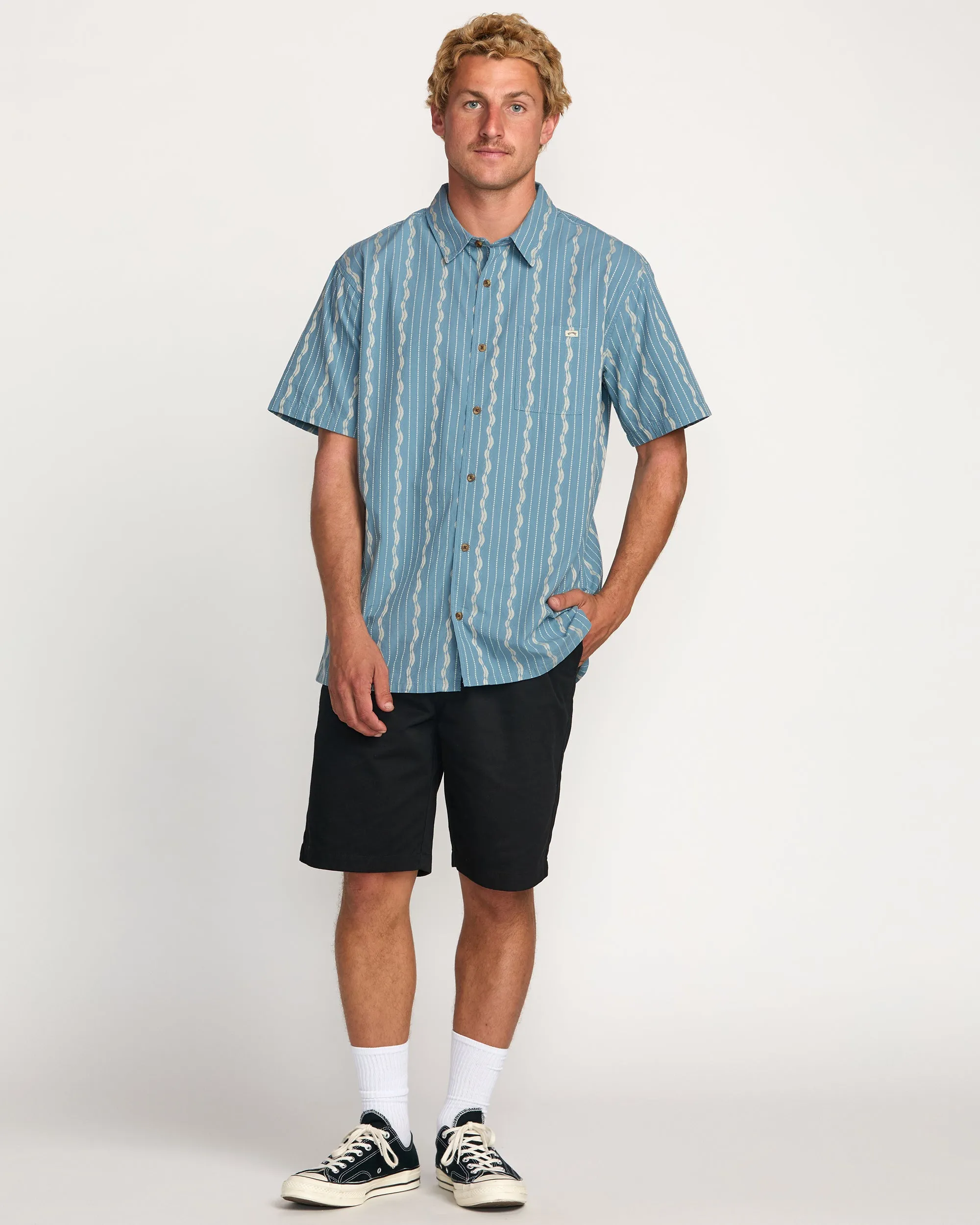 Sundays Jacquard Short Sleeve Shirt - Carolina Blue Billabong