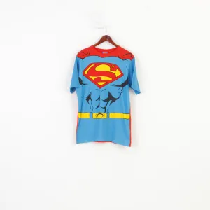 Superman Men L T-Shirt Comic Superman Blue  Crew Neck Vintage Top