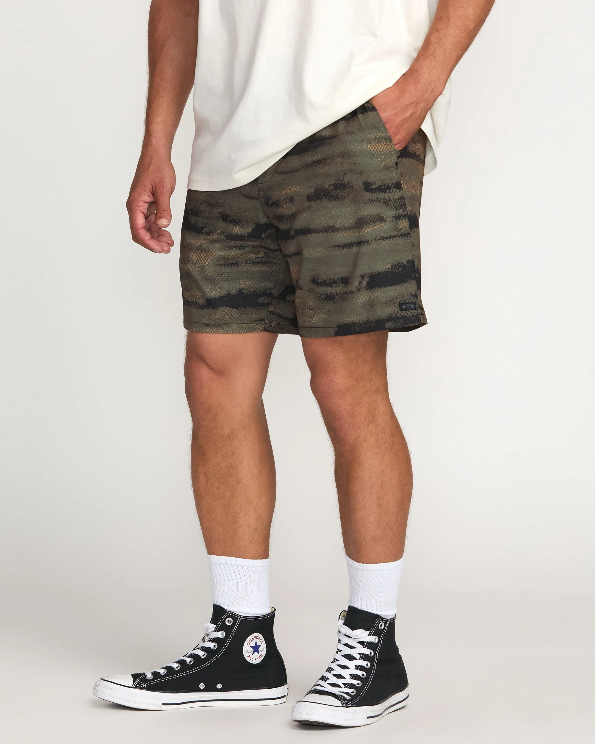 Surftrek Perforated Elastic 17" Hybrid Shorts - Dark Military Billabong