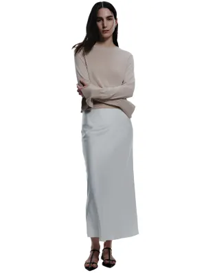 Talia Charmeuse Midi Skirt in Ivory