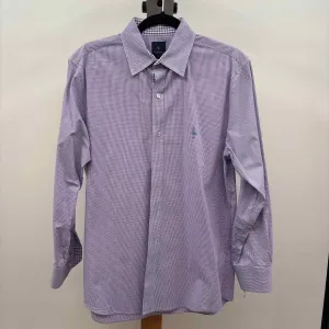 TaylorByrd Men's Size M Purple Cotton/Spandex Gingham Long Sleeve Shirt