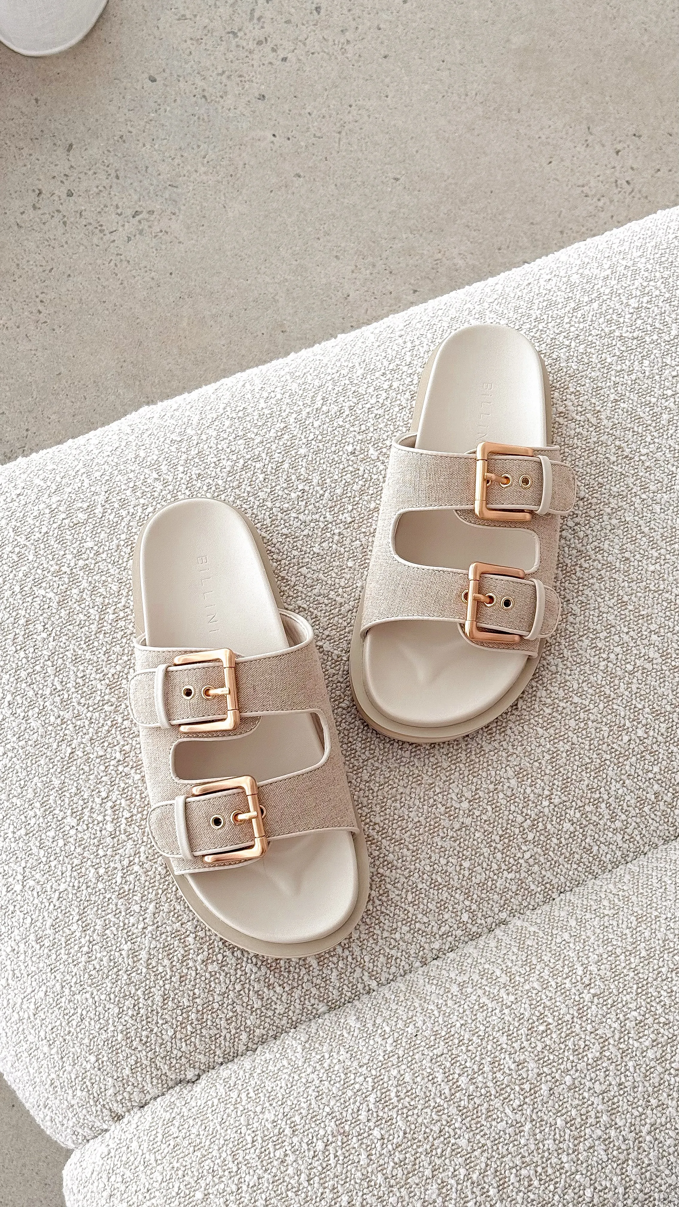 Tenzin Slides - Cream Linen Billy J