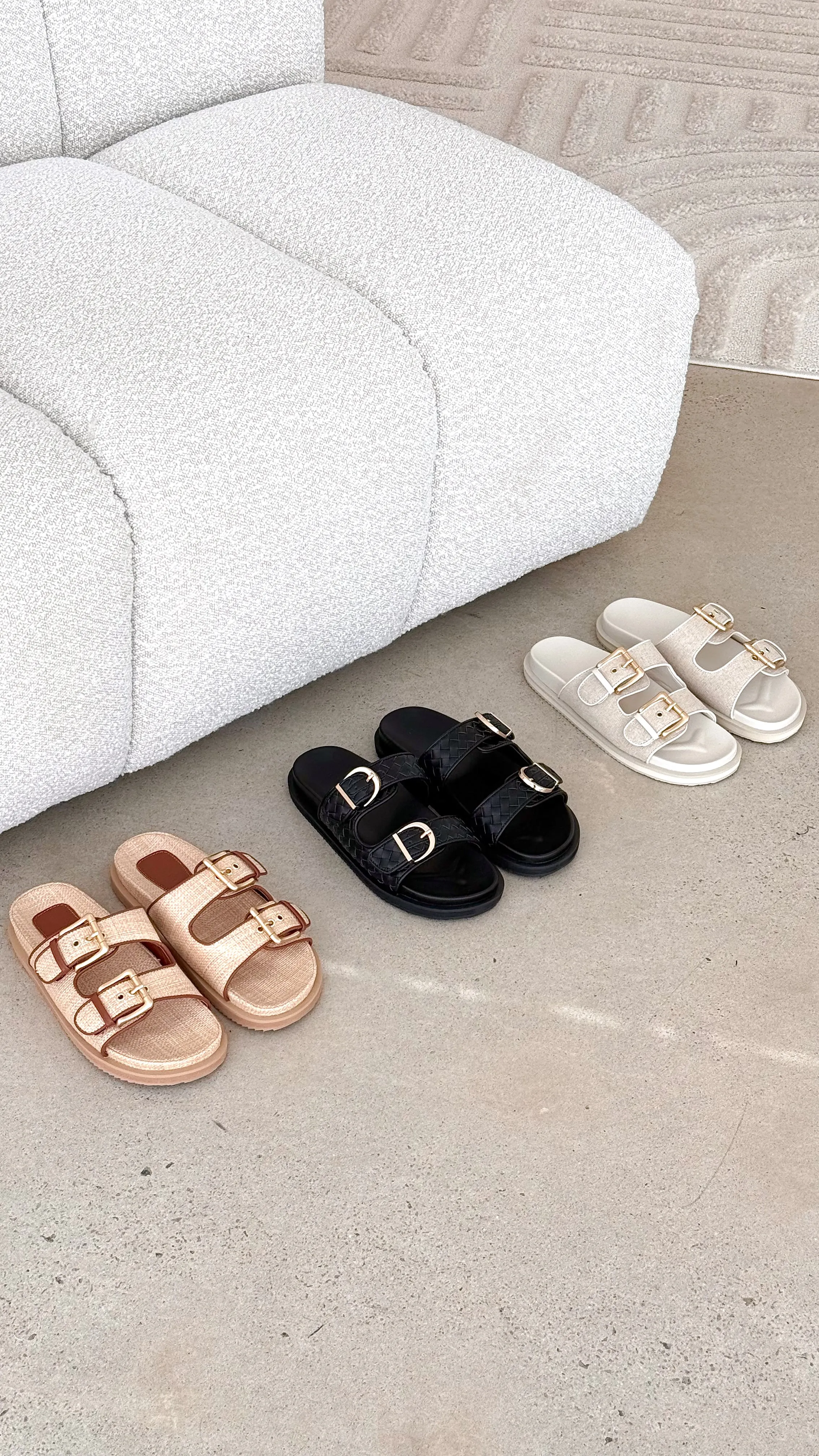 Tenzin Slides - Cream Linen Billy J