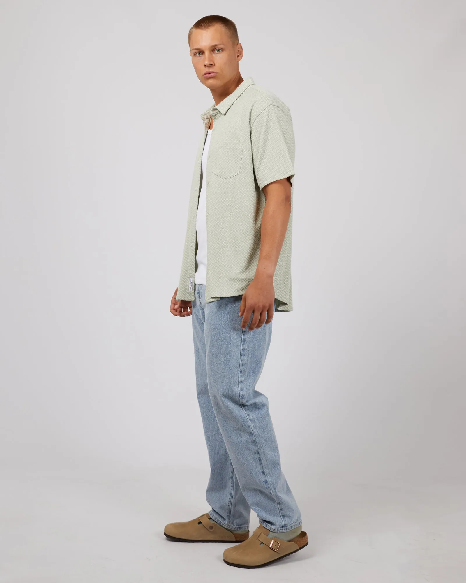 Textured Short Sleeve Shirt Sage
