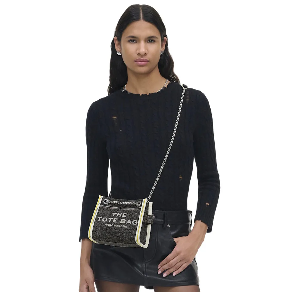 THE DENIM CHAIN CROSSBODY TOTE BAG
