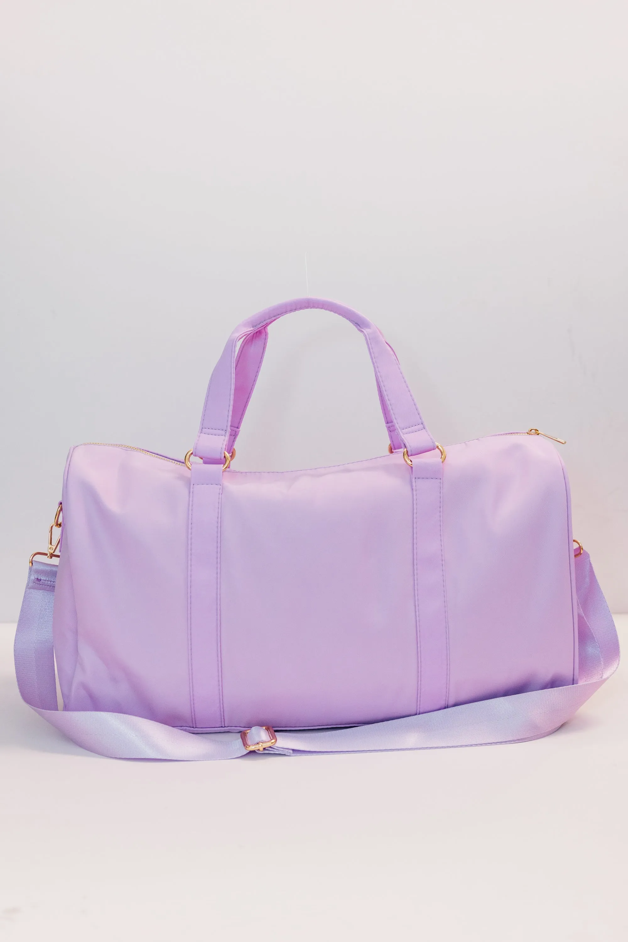 The Getaway Lilac Varsity Duffle Bag