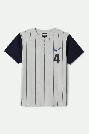 The League Baseball T-Shirt - Heather Grey Ash/Washed Navy Brixton